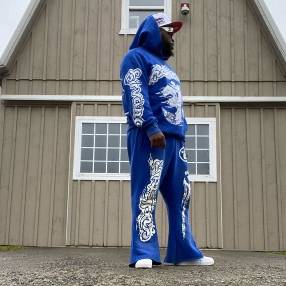 Hellstar Yoga Flared Blue XL Sweatpants - Picture 4 of 6